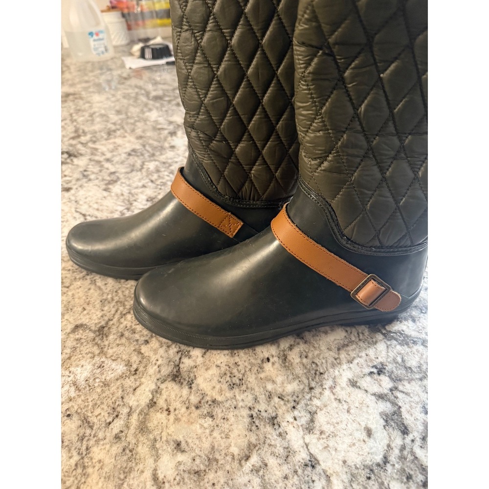 Sperry Top Sider Women's Waterproof Rubber Quilted Tall Boots Olive Green Sz 11 - Picture 10 of 12